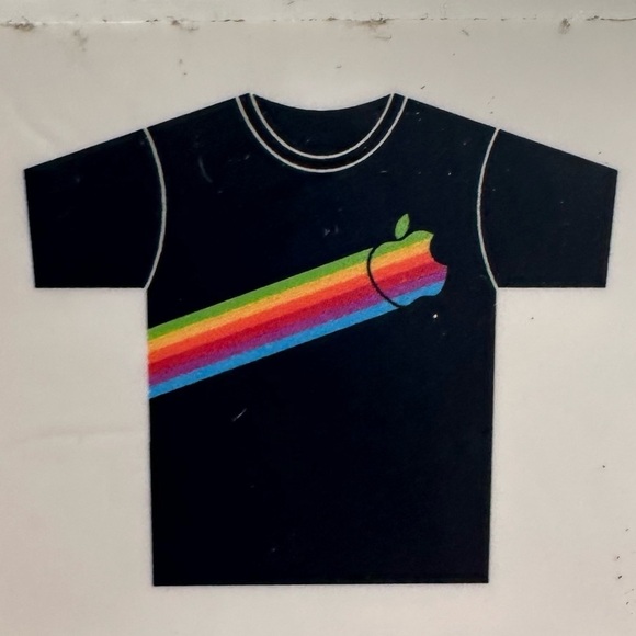 APPLE Brand Macintosh Rainbow Logo T-Shirt Size XXL Black Cotton Graphic Tee Top - Picture 1 of 9